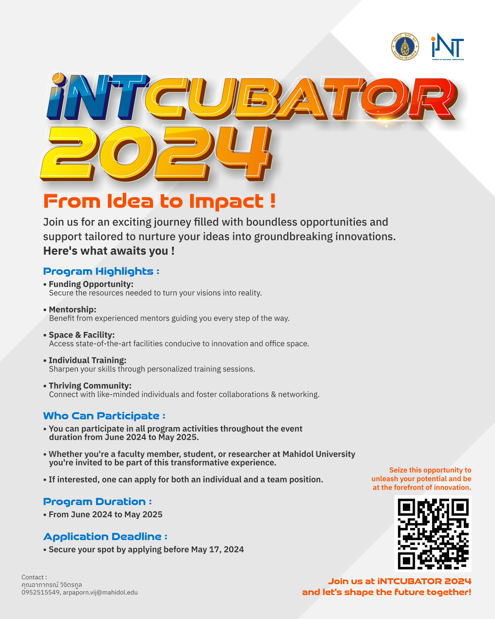 iNTCUBATOR 2024 : From idea to impact